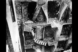 The outside of the factory after the fire was put out.